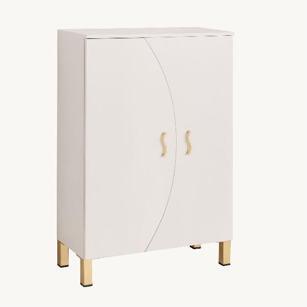 ZAPATERO LACADO BLANCO 2 PUERTAS, PATAS METAL. 110*74*33 CM