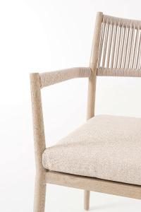 Silla Macarella aluminio imitación madera y asiento beige