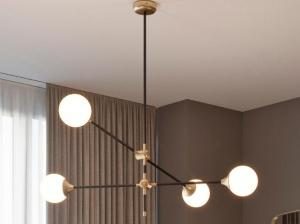 Lámpara de techo con tulipas blancas. 55*100*55 cm