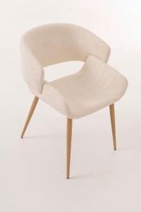 Greta chair, curved seat upholstered in beige