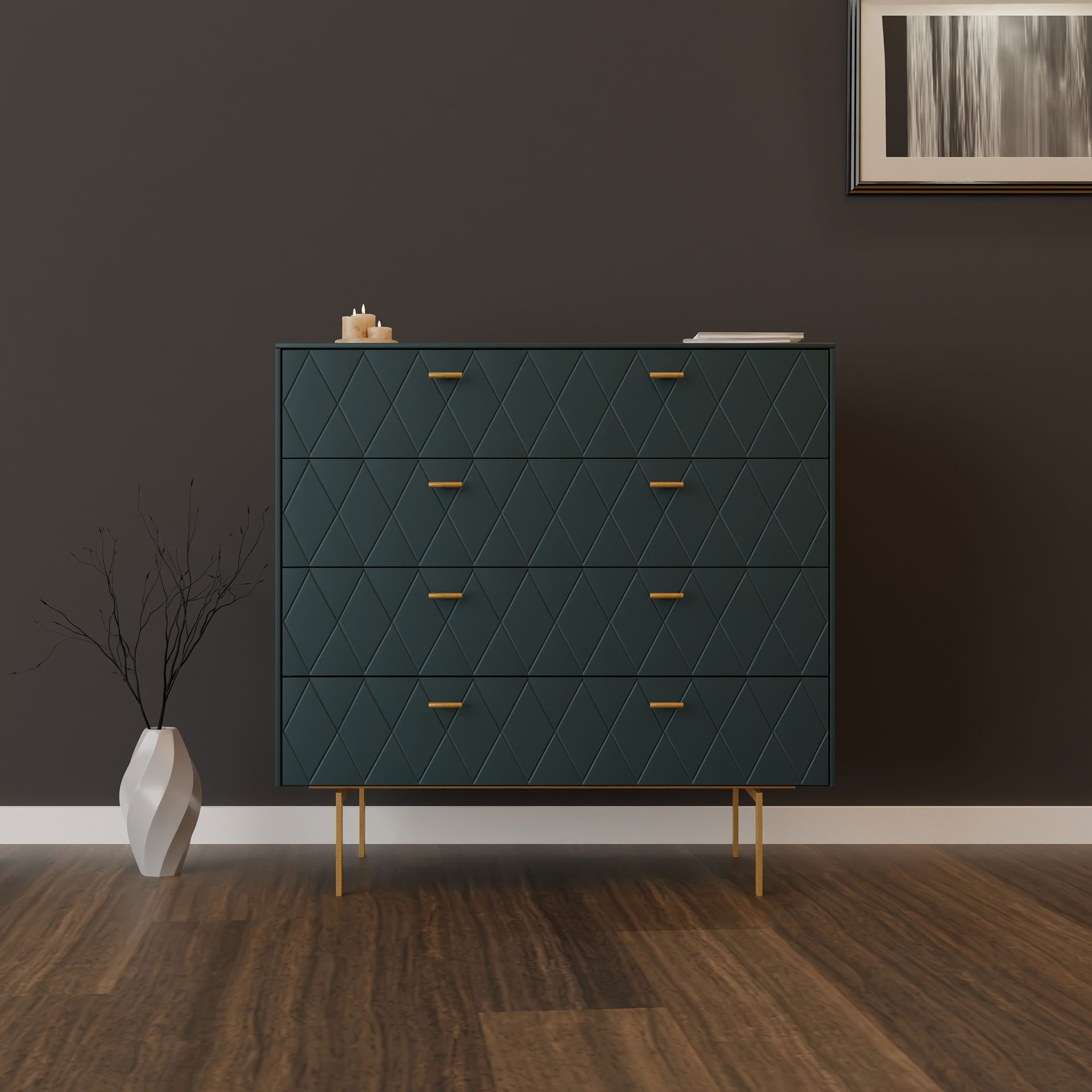 Comoda Diamond 4 C lacado verde 102*90*42 cm