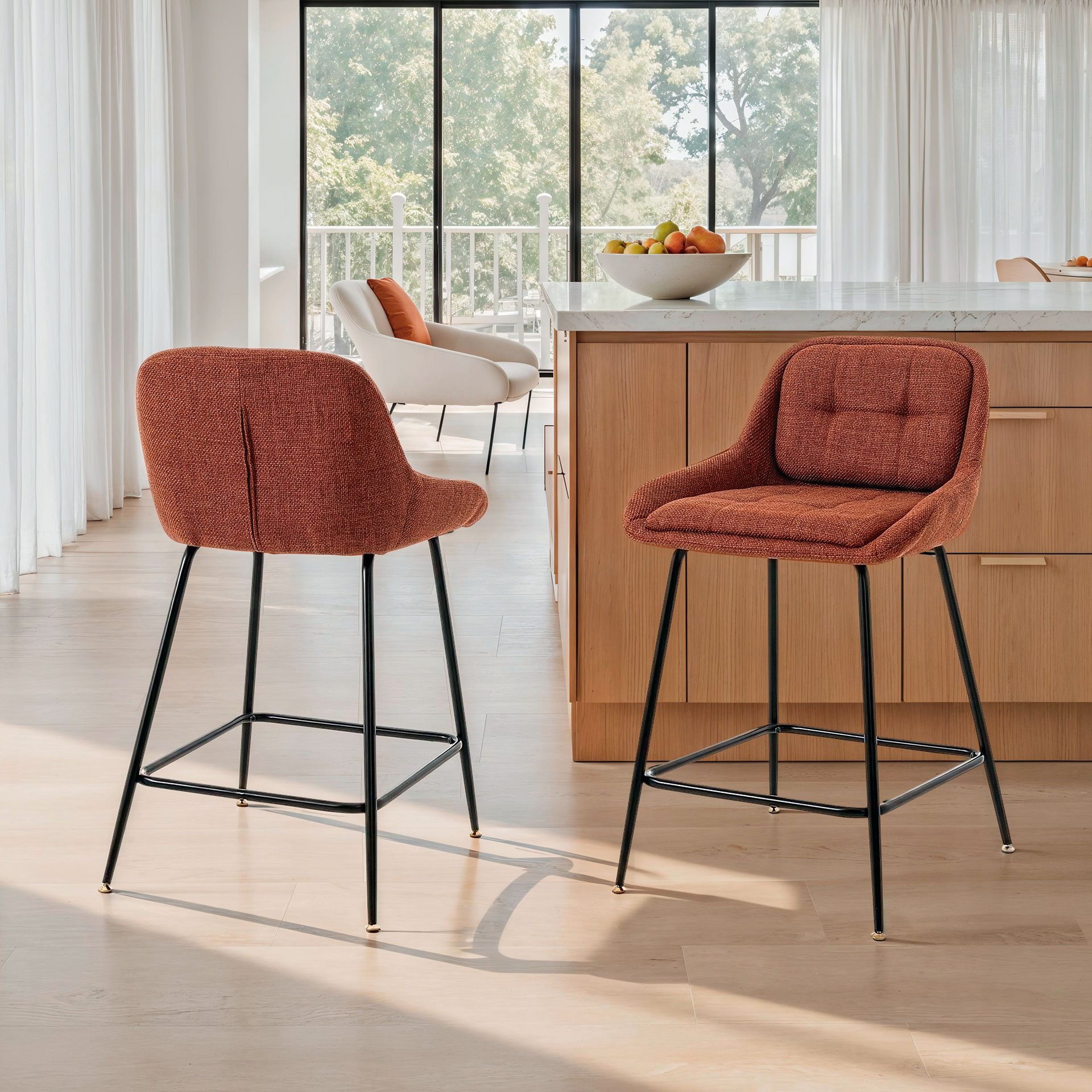 Taburete Belmont giratoria 360º, tapizado negro