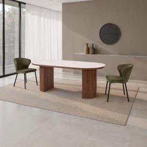 Mesa comedor chapa nogal y porcelanico 200*90*75 cm