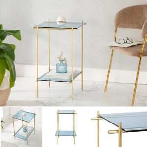 Schmiedeeiserner Tisch mit Glasplatte und Ablage 40*60*40