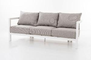 Set de terraza AVA. Extructura aluminio blanco y tejido beige