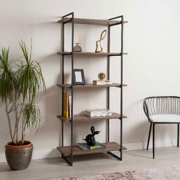 ESTANTERIA DALT 2 BASES METAL NEGRO CON 5 BALDAS DE 80 CM. 80*40*180 CM