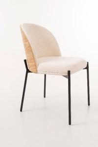 Silla Ingrid, asiento chapa roble y tapizado beige. 80*51*59 cm