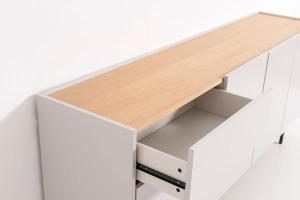 Buffet Pol laqué gris et placage chêne (KIT)