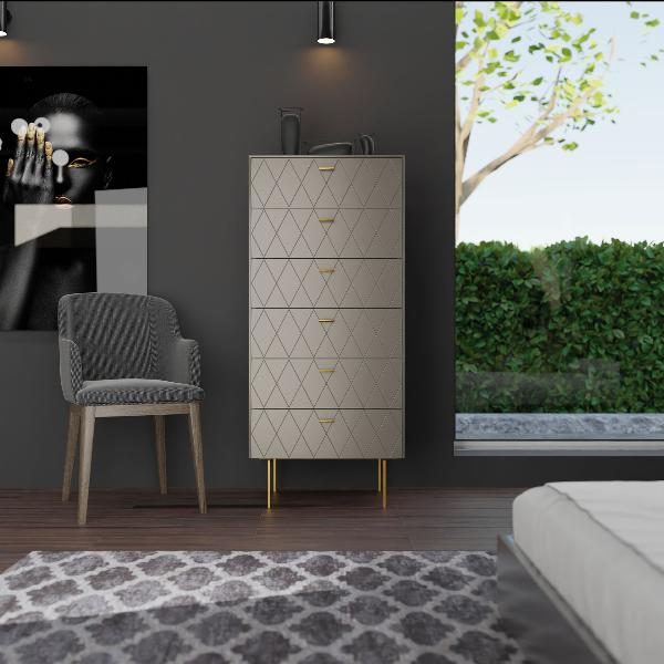 SINFONIER DIAMOND 6 CAJONES, GUIA FRENO 62*110.5*42 CM. LACADO PERLADO