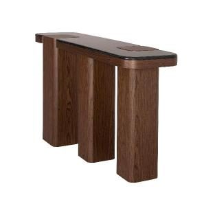 Consola Delfos, chapa nogal y porcelanico blanco