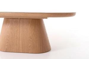 Mesa de sofá 120 cm. Chapa roble y porcelánico blanco