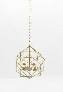 Portavelas colgar metal dorado