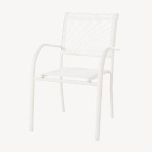 Silla Valentina apilable, aluminio Blanco y textilene blanco