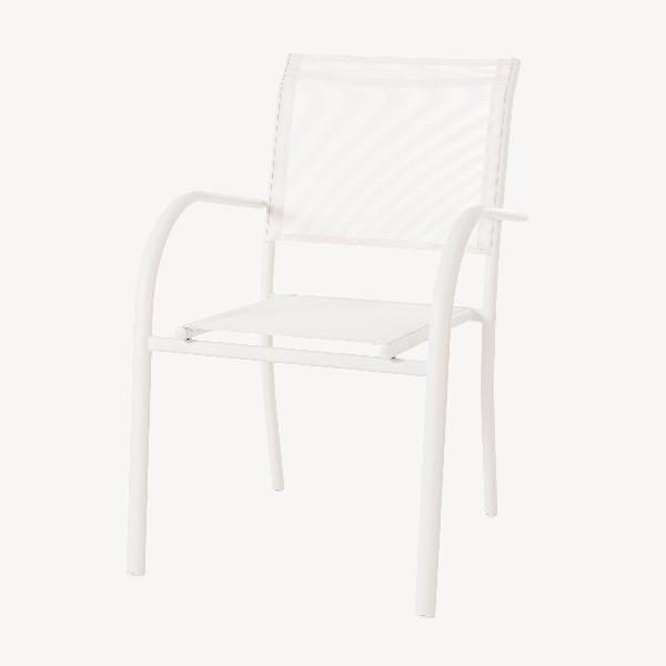 SILLA VALENTINA APILABLE, ALUMINIO BLANCO Y TEXTILENE BLANCO. 86*56*64 CM