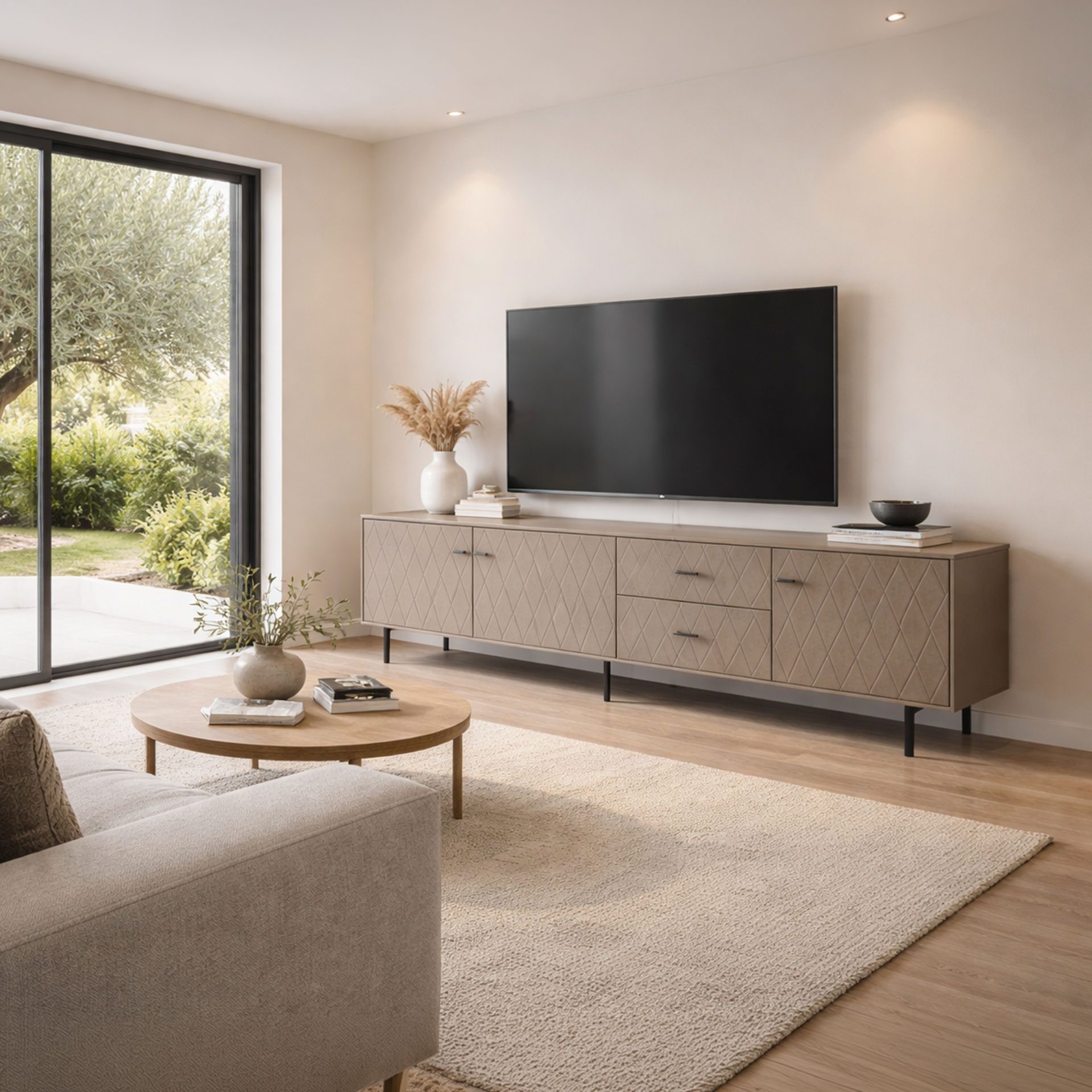 Muebles TV Diamond 3 P + 2 C lacado perlado 222*50*40 cm