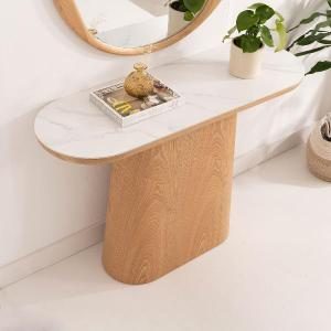 Consola 120 cm. Chapa roble y pórcelanico blanco