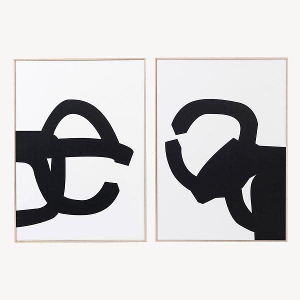 SET 2 LÁMINAS IMPRESAS 50X70CM. MARCO COLOR ROBLE