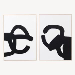 Set 2 cuadros con marco madera 50*70 cm/Ud.