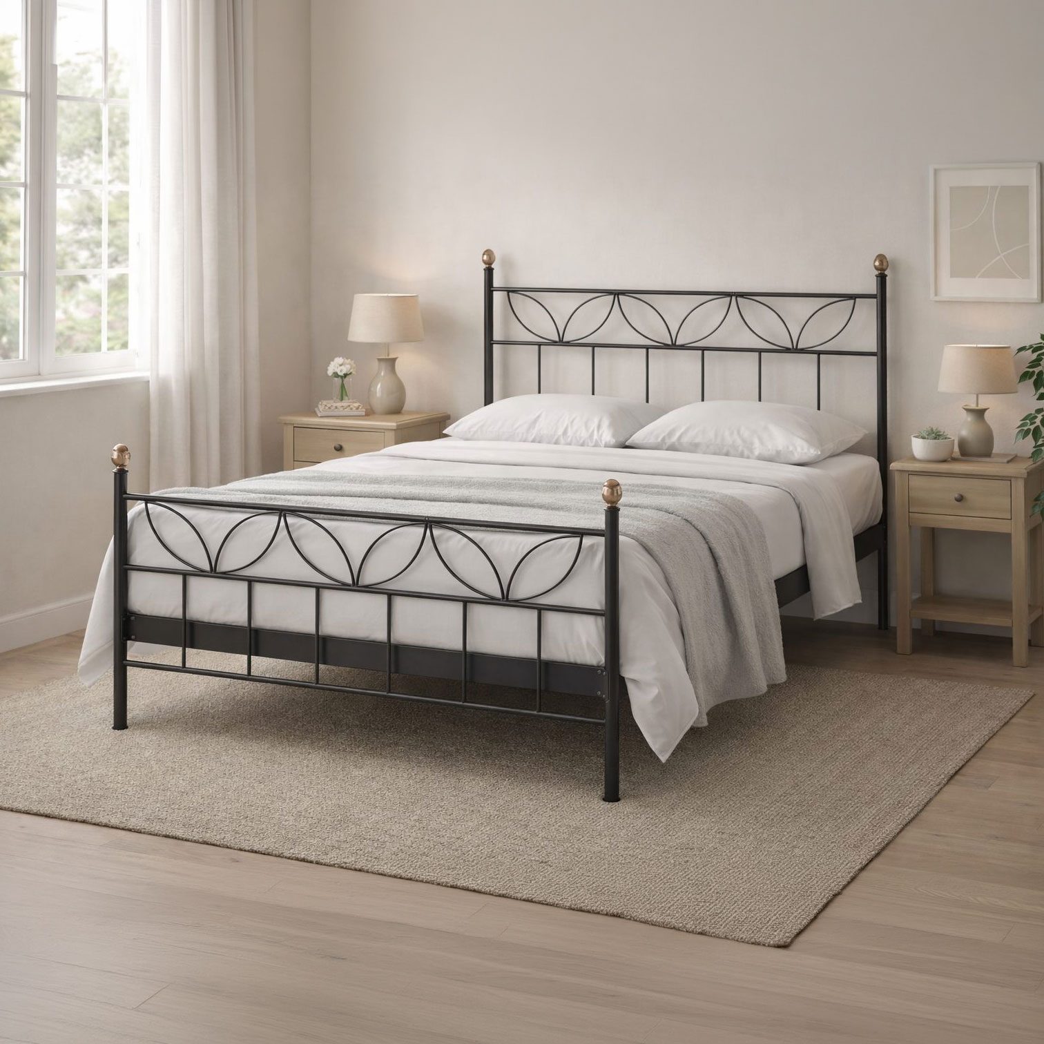 Cama completa forja cabecero recto 90 cm