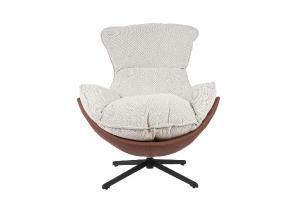Sillón Hans giratorio 360º tapizado color terracota y beige. 102*102*87 cm