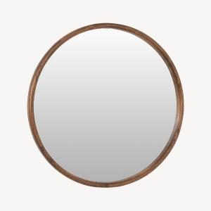 Espejo circular 90x90 cm madera maciza nogal