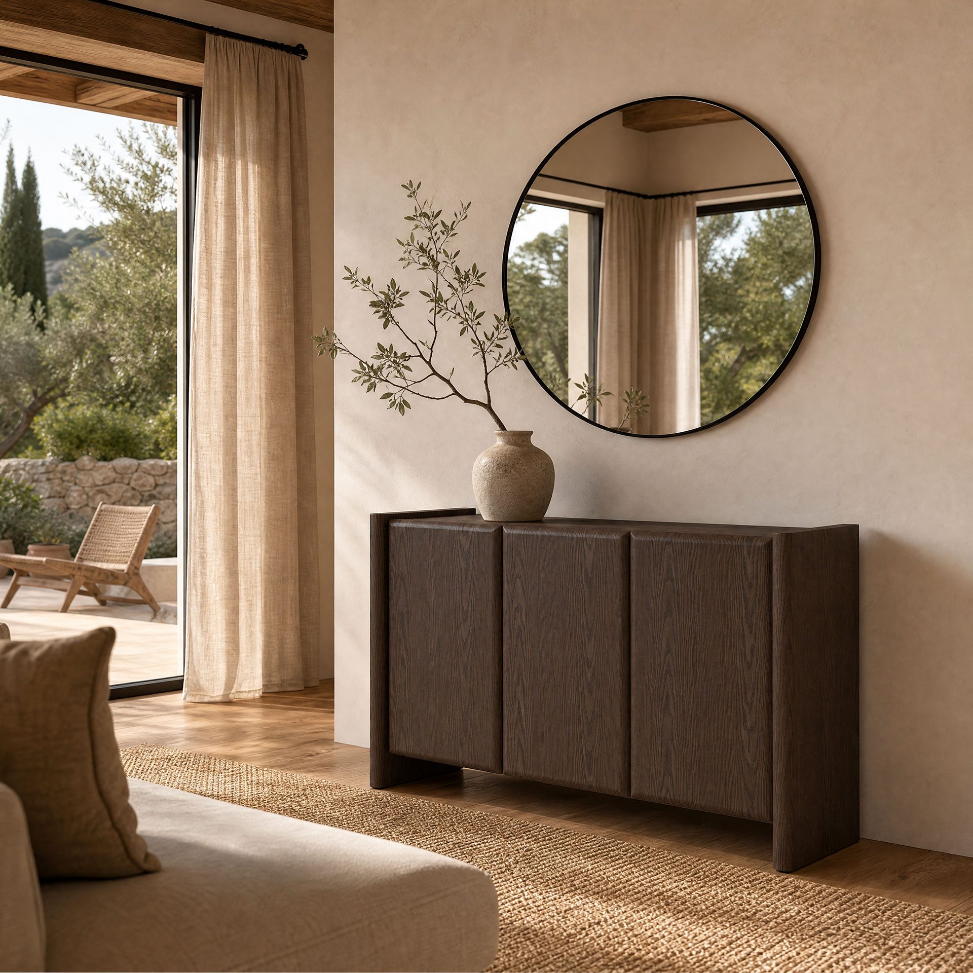 Aparador gio. 3 puertas, chapa nogal 120*45*75.5 cm