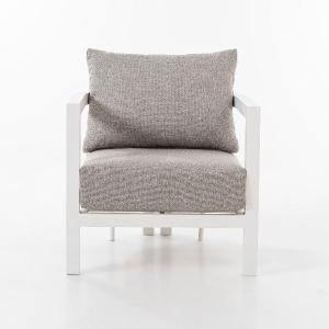 Set de terraza AVA. Extructura aluminio blanco y tejido beige