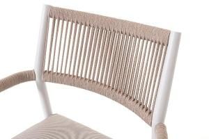 Set comedor terraza blanco y asiento beige