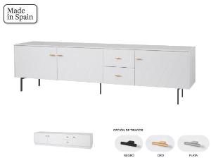 Mueble TV Diamond 3 P + 2 C lacado blanco 222*50*40 cm