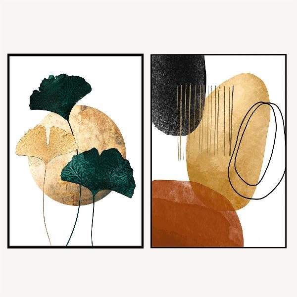 SET 2 LÁMINAS IMPRESAS 50X70CM. MARCO COLOR NEGRO