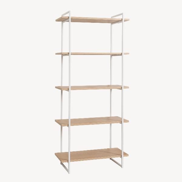 ESTANTERIA DALT 2 BASES METAL BLANCO CON 5 BALDAS ROBLE DE 80 CM. 80*40*180 CM