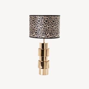 Lámpara de cerámica cromada oro. Pantalla animal print. 65*26*26 cm