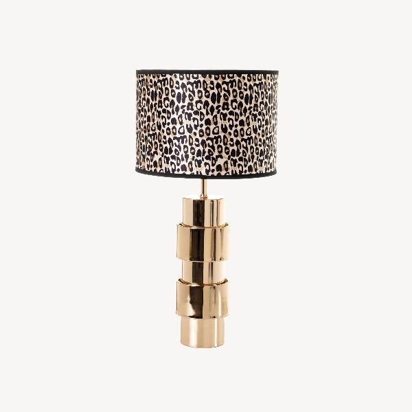 LÁMPARA CROMADA ORO 65*26 CM, PANTALLA NEGRA