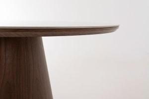 Mesa comedor 120 cm. Chapa nogal y pórcelanico blanco