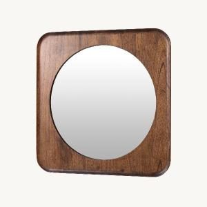 Square mirror walnut wood 80×80 cm