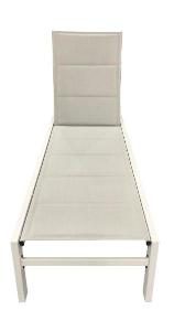 Bain de soleil inclinable Olivia, aluminium beige et textilène beige