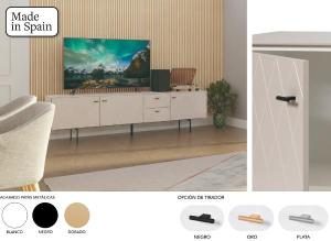 Mueble TV Diamond 3 P + 2 C lacado visón 222*50*40 cm