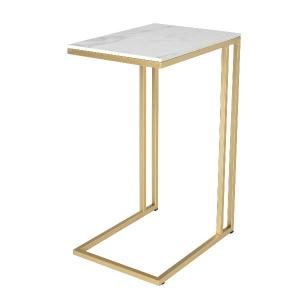 Mesita auxiliar metal y tapa marmol 62*40*30 cm (Elegir color base metal + color tapa mármol)