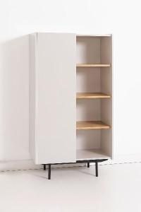 Vitrina Pol lacado gris y chapa roble (KIT)