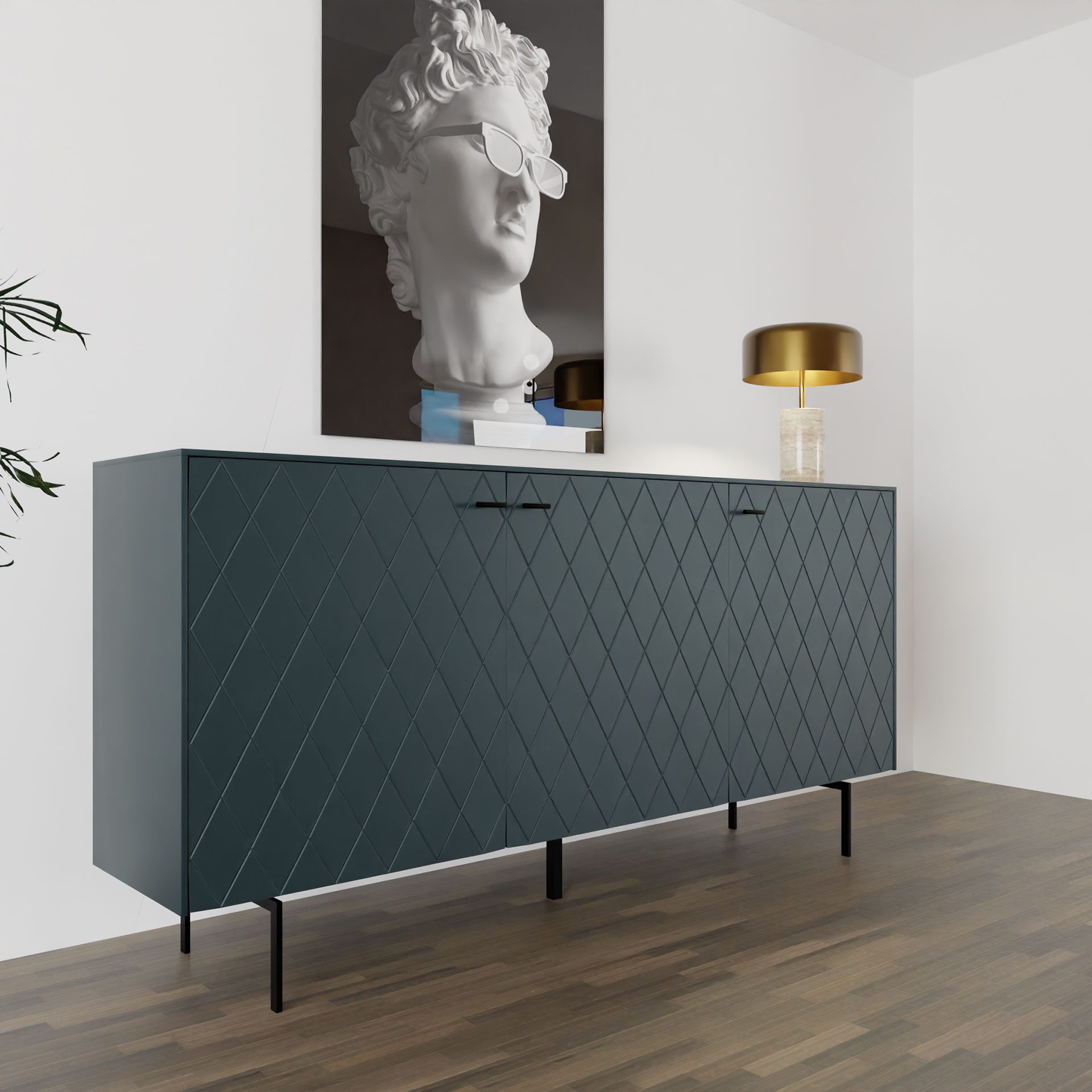 Diamond 3 P Sideboard grün lackiert 182*90*40 cm