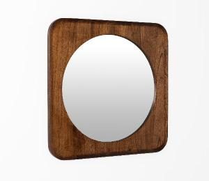 Square mirror walnut wood 80×80 cm