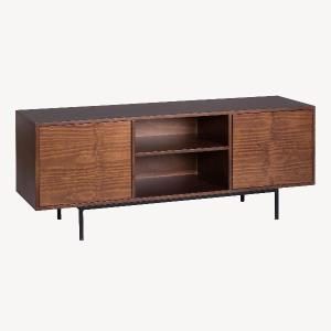 Mesita Push 2 cajon lacado blanco base oro 48 cm