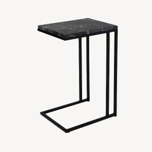 Mesita auxiliar metal y tapa marmol 62*40*30 cm (Elegir color base metal + color tapa mármol)