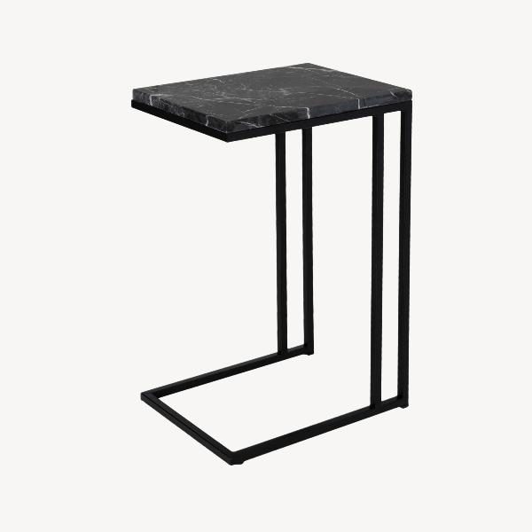 MESITA AUXILIAR BASE METAL, TAPA MARMOL. 62*40*30 CM