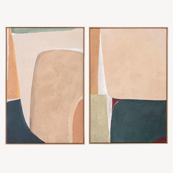 SET 2 CUADROS OLEO 60*90*3.5 CM. MARCO MADERA