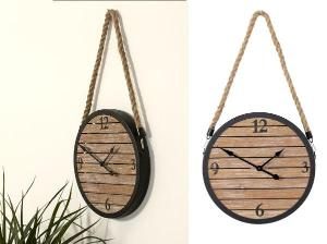 RELOJ PARED MADERA + METAL. 50*3*30 CM