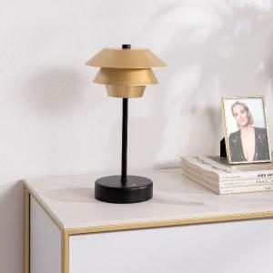 Lámpara portátil Poul oro con base negro. 31*17*17 cm