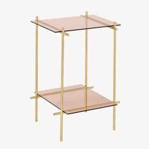 Schmiedeeiserner Tisch mit Glasplatte und Ablage 40*60*40