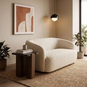 Mesa auxiliar Delfos, chapa nogal y porcelanico negro 51 cm