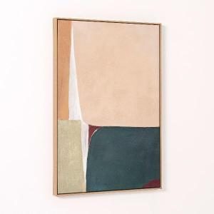 Set de 2 cuadros al óleo. Marco de madera color roble. 60*90 cm/ud.